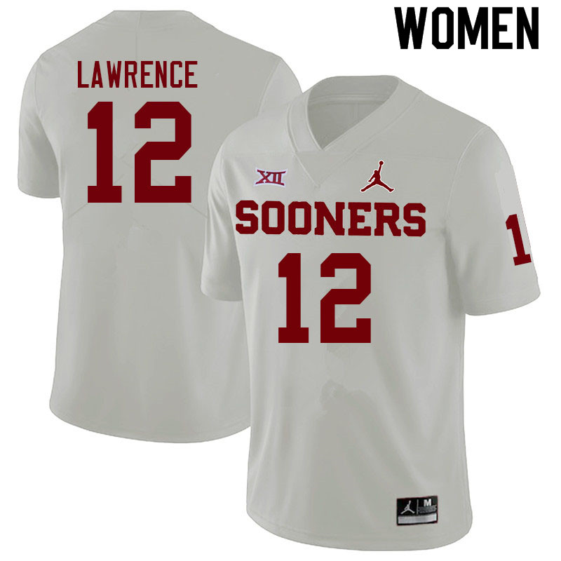 Women #12 Key Lawrence Oklahoma Sooners College Football Jerseys Sale-White - Click Image to Close
